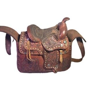 Vintage Brown Leather Shoulder Saddle Bag